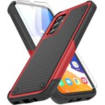 REQO for Galaxy A14 5G Phone Case,Samsung Galaxy A14 5G Case with Screen Protector,Heavy-Duty Tough Rugged Shockproof Protective Phone Case for Samsung A14 5G, Red Black