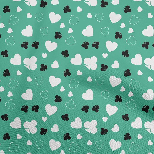 oneOone Rayon Sea Green Fabric Poker Card Craft Projects Decor Fabric Printed By The Yard 56 Inch Wide