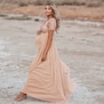 thumbnail image 4 of Vedolay Maternity Dress Summer Maternity Strapless Ruched Maxi Tube Dress with Pockets Pink M, 4 of 4