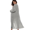 thumbnail image 2 of Women Floor Length Open Front Drape Cardigan Lightweight Long Sleeve Maxi Duster with Pockets Beige L, 2 of 5
