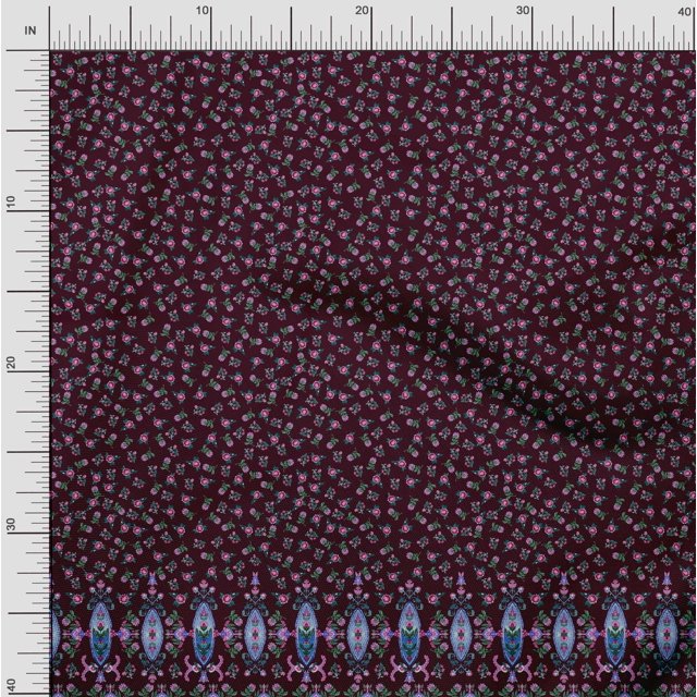 Soimoi Poly Georgette Fabric Floral & Leaves Panel Print Sewing Fabric Yard 52 Inch Wide