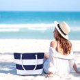 thumbnail image 2 of Sac de Plage Estival Tropical à Rayures pour Femmes, Sacs Fourre-Tout Réutilisables, Sac d'Épicerie à Bandoulière avec Poche à Fermeture Éclair, 2 of 9