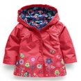 thumbnail image 4 of Huyghdfb Veste à Capuchon pour Petites Filles Fleurs Boutonnée Imperméable Coupe-Vent, 4 of 4