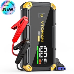 VTOMAN V8 Plus Démarreur de saut de voiture, 3500A Hauteur maximale 12V Booster de batterie au lithium (9.0L Gaz & 8.5L Diesel), boîte de saut portative (44.4Wh) avec câbles de saut