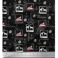 thumbnail image 1 of Soimoi Moss Georgette Fabric Pencil,Anchor Hook & Deer Animal Printed Fabric 1 Yard 42 Inch Wide, 1 of 3
