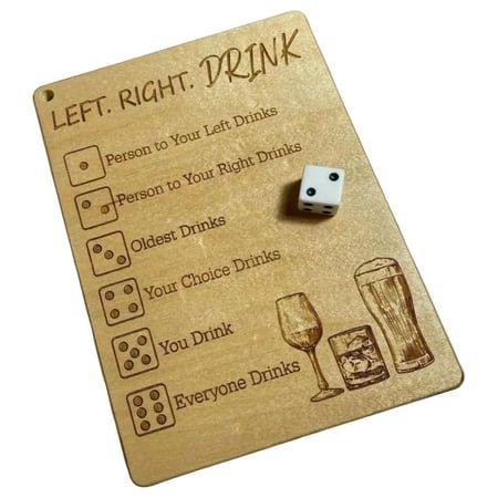 Jeu de Boisson Gauche Droite Jeu de Boisson pour Adulte Centre Gauche Droite Centre Gauche Droite Jeu de dés Plateau de dés Amusant avec Sac de dés Plateaux de Jeu de Boisson Outil de Jeu de Boisson Planche de Base Roches de Champ de Bataille