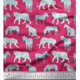 thumbnail image 1 of Soimoi Pink polyester Crepe Fabric Tiger,Leopard & Wild Animal Print Sewing Fabric BTY 52 Inch Wide, 1 of 1