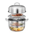 thumbnail image 4 of Stainless Steel Steamer Pot, Multipurpose Steaming Pot Cookware with Lid, Handle, Metal Cooking Steam Soup Pot Stock Pot for Vegetable Dumpling Food Stews Pasta, 4 of 7