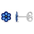 thumbnail image 1 of Miabella Blue Enamel Flower Stud Earrings in Sterling Silver, 1 of 3