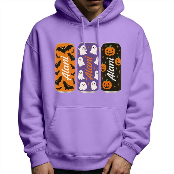 LUOGENLI Hoodies for Men Carhartt Dark Blue Halloween Graphic Hooded Sweatshirt Long Sleeve Pullover with Print Casual Comfortable Soft Jacket for Fall Winter Purple Size S