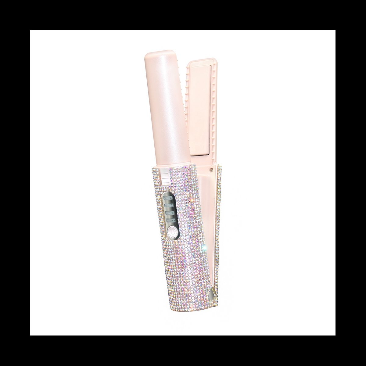 2-In-1 Electric USB Hair Straightening Brush Straightener Flat Iron Multifunctional Comb Straightening Styler,1 x Straight Curly Hair Comb 1 x Type-c data cable,Pink