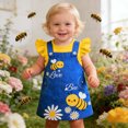 thumbnail image 2 of FYDUU Robe en Denim Décontractée pour Tout-Petites Filles Bébé Imprimée Mignonne à Col Rond à Manches Volantées Salopette Ludique pour Fillette Robe d'Été Décontractée Robe d'Été de Tous les Jours, 2 of 9