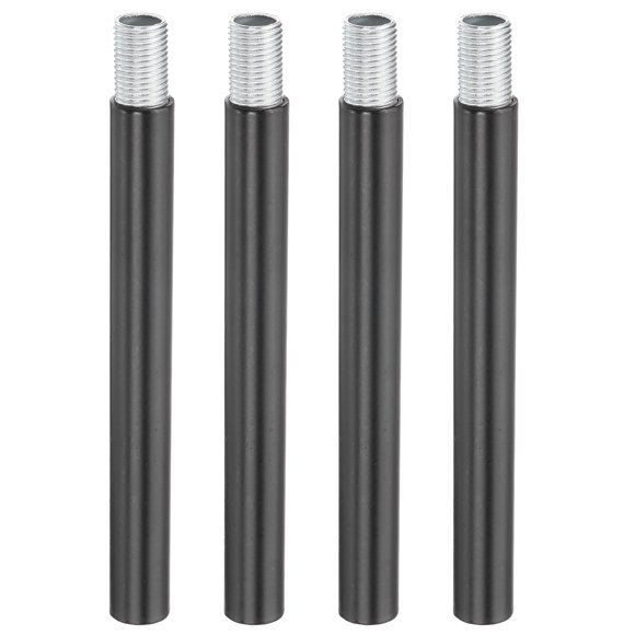 Uxcell Threaded Extension Rod, 4 Sets 4" M10 x 1mm Fine Thread Lamp Pipe with Lamp Pipe Nipples for Pendant Light Island Lighting Chandeliers Stems, Black