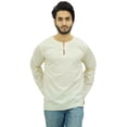 thumbnail image 1 of Atasi Kurta Court Blanc Cassé pour Homme, Col Rond Goutte d'Eau, Chemise en Coton - Moyen, 1 of 7