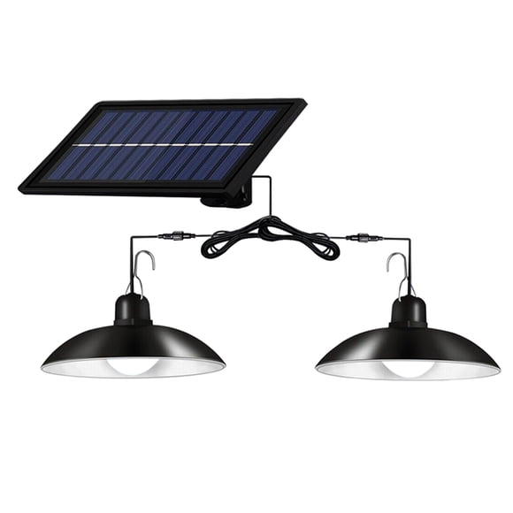 Yeacher Plafonnier à DEL Alimenté à l'Énergie Solaire, Gradable, 2 Têtes d'Éclairage, Lumières pour Remise, Lustre de Patio, Split