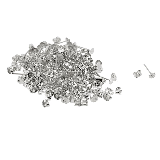 jifeng 100 Pairs Wholesale Iron Earring Posts And Backs For DIY Earring Making -
