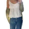 thumbnail image 4 of Kmbangi Veste d'Été Casual Camisole Solide/placée Sans Manches à Volants à Col en V, 4 of 9