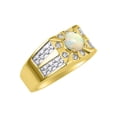 thumbnail image 3 of RYLOS Men's Rings 14K Yellow Gold Designer Starburst 7MM Round Gemstone & Diamond Ring Opal October Birthstone Rings Size 8, 3 of 7