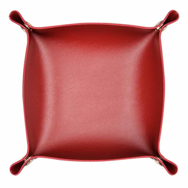Boîte de Rangement Clé Multi-Usage Bouton Pression Conception Faux Cuir Bijoux de Bureau Plateau Cosmétique pour la Maison