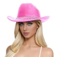 thumbnail image 1 of Men's And Women's Woolen Hats Western Cowboy Top Hat Three Of Rhinestones, 1 of 4