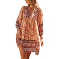 thumbnail image 2 of Robe Bohème Imprimé Floral Manches 3/4 Robes d'Été de Plage, 2 of 6