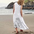 thumbnail image 4 of TJAZFJPA Robe Noire et Dorée Mode Femme Col Rond Décontractée Imprimé Pissenlit 3D Sans Poignets Poche Longue Robe Débardeur Robe Décontractée Combinaison Robe Robes de Soirée pour Femmes, 4 of 6