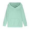 thumbnail image 4 of Milgrthf Girls Fuzzy Fleece Pullover Sweatshirt Casual Sherpa Winter Basic Tops Warm Outwear Coat with Pockets 4-12 Years Mint Green 150, 4 of 6