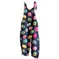 thumbnail image 3 of QATAINLAV Womens Loose Fit Wide Leg Overalls with Pockets Cotton Linen Sleeveless Spaghetti Strap Baggy Romper Easter Rabbit Egg Graphic Jumpsuits Multicolor S Sales for Today, 3 of 6