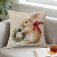 thumbnail image 4 of EGNMCR Simples Series Easter Pillow Cover Cute Rabbits Printed Sofa Cushion Cover Holiday Decoration Flock pillowcase, 4 of 6