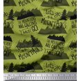 thumbnail image 1 of Soimoi Green Modal Satin Fabric Mountains & Text Print Fabric by the Yard 42 Inch Wide, 1 of 5