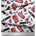 thumbnail image 2 of Soimoi Rayon Crepe Fabric Bus,Telephone Booth & London Clock Tower Architectural Print Fabric by Yard 46 Inch Wide, 2 of 3