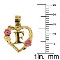 thumbnail image 2 of Precious Stars 14k Two-tone Gold Flower and Heart-shaped Initial 'F' Pendant, 2 of 4