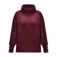 thumbnail image 3 of 2025 Femmes Ample Bouton Manche Femmes Chandail Manteau Hauts Tricotés Chandail Col Roulé Hauts pour Femmes Chandail Tricoté Long, 3 of 3