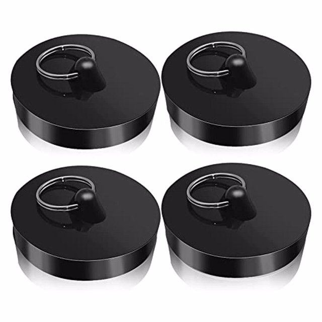 relayinert 4x Black Non-Deforming Drain Plug Stopper For Most Kitchen Sink And Bathtub Kitchen Sink Drain Plug