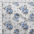 thumbnail image 4 of oneOone Popeline de Coton Bleu Moyen Tissu Floral Matière de Robe Tissu Imprimé Tissu au Mètre 56 Pouces Wide-WW, 4 of 4