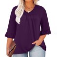 thumbnail image 2 of AherBiu Plus Size Tops for Women Ruffle 3/4 Length Sleeve Casual Blouses Summer Loose Flowy Comfy Tunic, 2 of 7