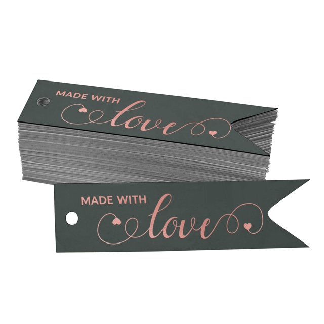 Inkdotpot Real Rose Gold Foil Made With Love Text Tags Favor Hang Paper Tags 100 Pieces