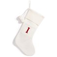 thumbnail image 1 of Christmas Knitted Stocking With Personalised Alphabet Letter Initial Decorations For Home Socks White I, 1 of 9