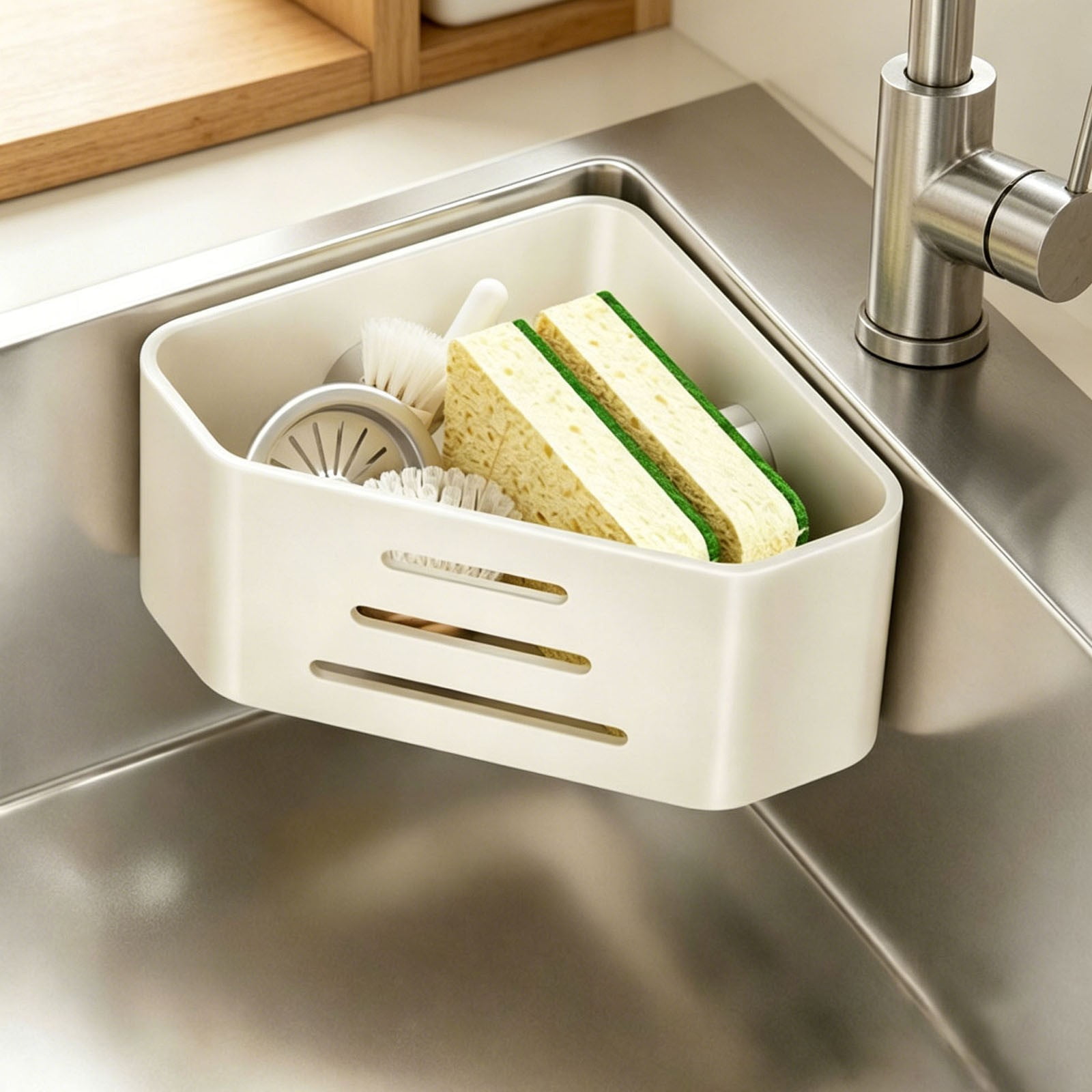 Nexoria Schwammhalter Spülbecken Schwammhalter Küche Spüllappenhalter Spültuchhalter Spülbecken Organizer Spülorganizer Für Schwamm Bürste Lappen (B)