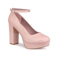 thumbnail image 1 of BLISSFUL STEP Escarpins à Talon Bloc pour Femmes Plateforme Bride à la Cheville Bout Rond Talon Rose 6, 1 of 7