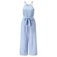 thumbnail image 3 of XZNGL Pantalon d'Été pour Femme Mode Pantalon d'Été Décontracté pour Femme à Rayures Imprimées Sans Manches Col Rond à Lacets Pantalon Droit Combinaison Pantalon d'Été pour Femme Pantalon Décontracté pour Femme, 3 of 7