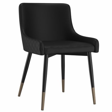 Ensemble de 2 chaises d’appoint modernes en similicuir et en métal, noir