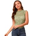 thumbnail image 1 of INSPIRE CHIC Women's Sleeveless Lace Ruffled Semi Sheer Blouse Top, 1 of 6