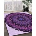 thumbnail image 3 of Ahgly Company Tapis Rond Lavable en Machine Intérieur Transitionnel Orchidée Violet, 4 Pieds Rond, 3 of 7