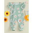 thumbnail image 2 of FAROOT Combinaison pour Bébé Fille, Manches Courtes, Col Ras du Cou, Imprimé Floral, Fermeture Éclair, Barboteuse Décontractée, 2 of 9