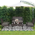 thumbnail image 2 of Costway 4pcs Patio Rattan Wicker Furniture Set Loveseat Sofa Cushioned Garden Yard, 2 of 10