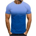 thumbnail image 2 of QATAINLAV Chemises pour Hommes Été Décontracté Manches Courtes Col Ras du Cou Chemise Mode Couleur Dégradée Gym Entraînement T-Shirt Hauts Ample Chandail T-Shirts Bleu TTTG Rentrée des Classes Ventes Prime, 2 of 5