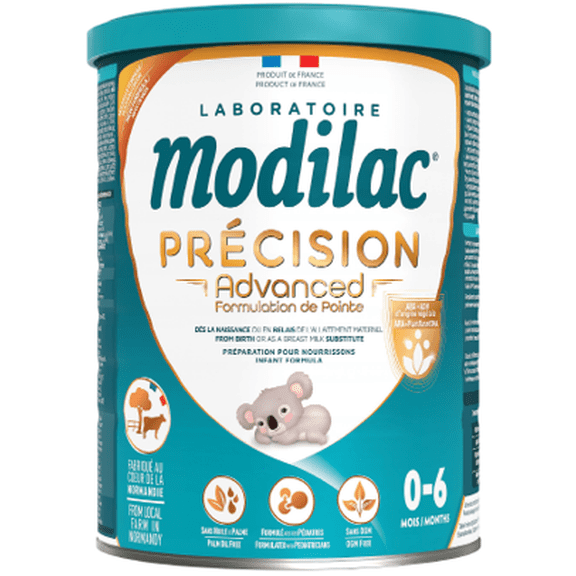 Modilac Précision Formulation de Pointe Infantile, Européen, Nouvelles fibres prébiotiques avancées, OMEGA 3, OMEGA 6, DHA/ARA, Sans huile de palme, 800 g, 0-6 mois