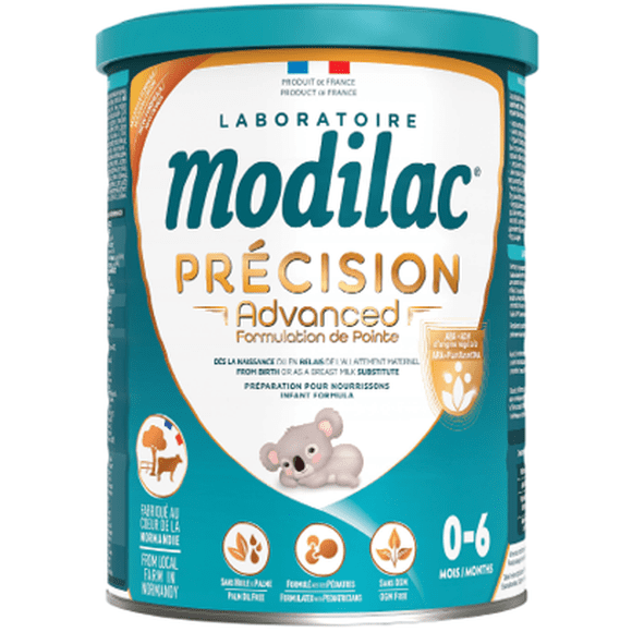 Modilac Précision Formulation de Pointe Infantile, Européen, Nouvelles fibres prébiotiques avancées, OMEGA 3, OMEGA 6, DHA/ARA, Sans huile de palme, 800 g, 0-6 mois