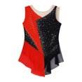 thumbnail image 4 of Alvivi Filles Enfants Justaucorps de Danse de Gymnastique Scintillant en Strass Robe de Patinage Artistique de Compétition Rouge 14, 4 of 6